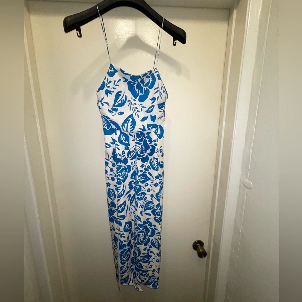 Moda International Floral Silk Dress Womens Sz 2 Bloomcore Spaghetti Straps Y2K